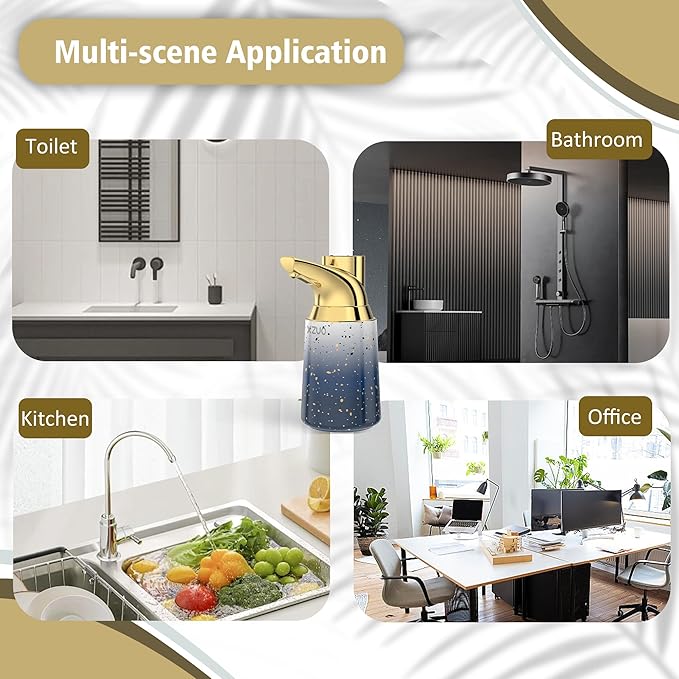 Automatic Soap Dispenser Touchless Ceramic Material Rechargeable Liquid 11.8oz/350ml Soap Bottle with Sensor Suitable for Bathroom & Kitchen