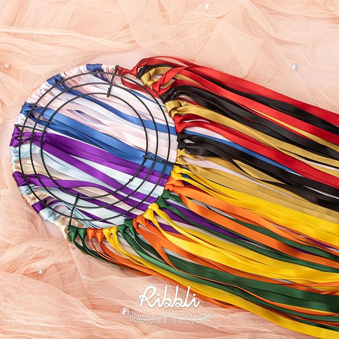 Ribbli Rainbow Satin Ribbon 3/8 Inch x 12 Rolls Total 60 Yards- Colorful Ribbon for Gift Wrapping Craft Party Decoration Baby Shower Wedding