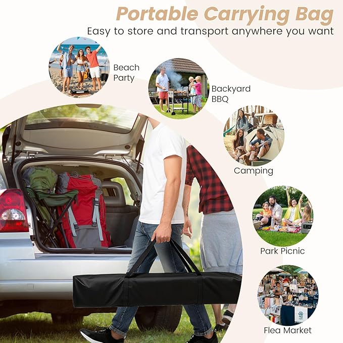 Tangkula 10x10 Ft Pop Up Canopy with Netting, Easy Up Outdoor Tent with Mesh Sidewalls, Carrying Bag, Adjustable Height, Portable Canopy Tent for Parties Events Camping Travel