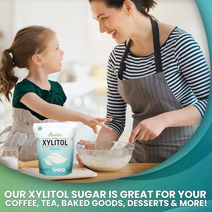 DureLife Xylitol Sugar Substitute 1 LB (16 OZ) Made From 100% Pure Birch Xylitol NON GMO - Gluten Free - Kosher, Sugar alternative