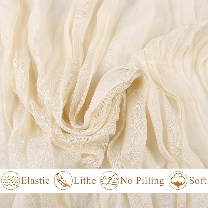Cream Cheesecloth Table Runner 10FT Rustic Gauze Cheese Cloth Table Decorations 120 Inch Sheer Fabric Table Runners for Baby Bridal Shower Birthday Party Home Decor