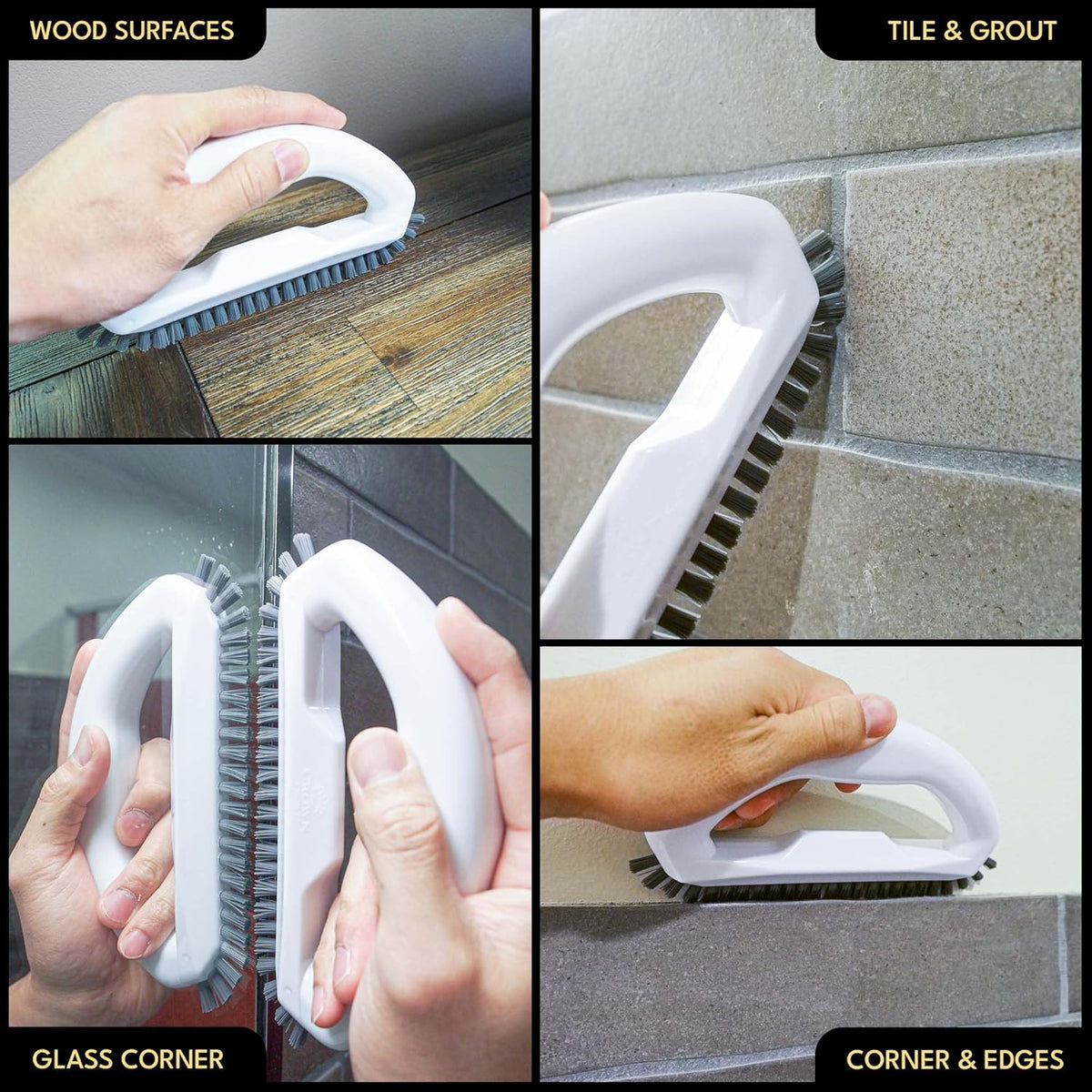 Grout Brush with Stiff Nylon Bristles, Heavy Duty Hand Grout Scrub Brush for Cleaning Baseboards, Floor, Corners, Tiles, Shower, Bath Tub, Floor