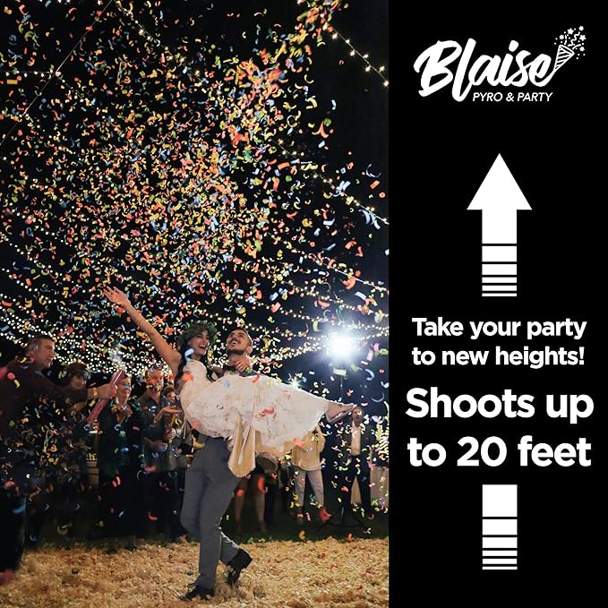 Blaise Pyro & Party Multi-Colored Confetti Poppers - Easy to Use Paper Confetti Poppers for Weddings, Birthdays, Anniversaries & More - Colorful Confetti Cannon for Memorable Photos - 6 Pack, 12 Inch