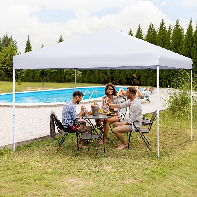 JupiterForce 10 x 10 Pop Up Canopy Tent Sun Protection Waterproof Instant Shelter Portable Folding Canopy with Roller Carry Bag, White