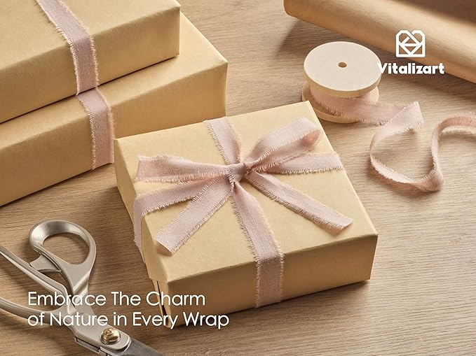 Vitalizart Pink Cotton Ribbon Handmade Fringe 5/8" x 21 Yd Pink & Cream White Pure Natural Cotton Ribbons for Valentines Day Gift Wrapping Wedding Invites Bridal Shower Bouquets Holiday Decor