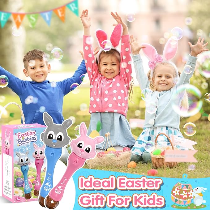 Bubble Machine for Kids, 2 Pack Bunny Bubble Wands, Automatic Rabbit Bubble Blower,Outdoor Bubble Toys Summer Pool Party Beach Gift for Age 3 4 5 6 7 8 Years Old Boys Girls