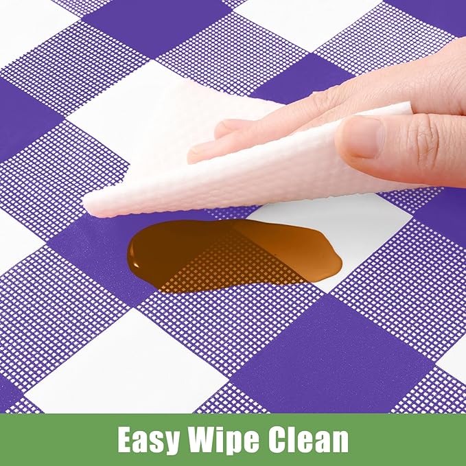 Smiry 3 Pack Purple Gingham Disposable Tablecloths - 54" x 108" Heavy Duty Plastic Table Cloth, Waterproof Buffalo Plaid Table Covers for Picnic, Banquets, Parties