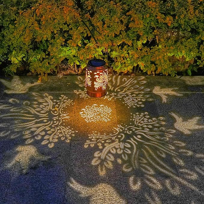 Solar Lanterns Outdoor Metal Garden Mothers Day Gifts for Women Mom Waterproof Hanging Solar Lights Decorative Large Outdoor Lantern with Upgraded 2000mAH Battery, Decorations for Garden Patio Yard