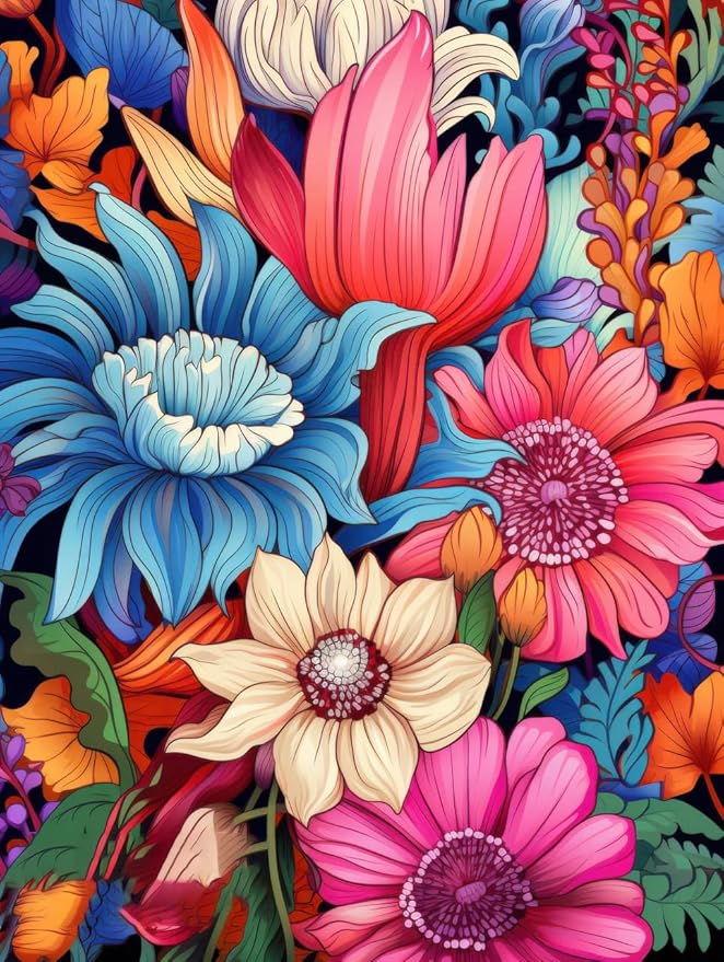 Floral Outdoor Rug Vibrant Waterproof Non Slip Patio Rugs for Balcony Garden Camping Poolside 2x3 Machine Washable Porch Deck Flower Print Outside Carpet Vintage Bathmat Blue Pink