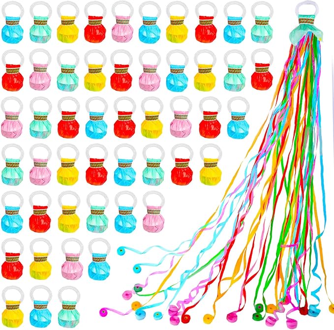 50 Pcs Hand Throw Streamers, Colorful Confetti Poppers with No Mess Streamers,Graduation Birthday & Engagement Party Favors Supplies