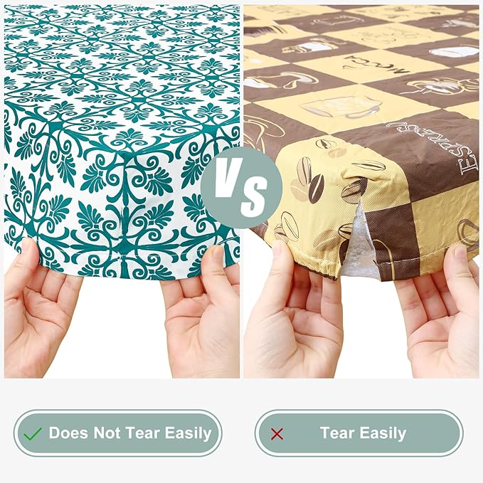 misaya Picnic Table Cover with Bench Cover, Waterproof Elastic Fitted Tablecloth for 5 Foot Tables, Rectangle Washable Polyester Tablecloths for Picnic, Camping, Outdoor (Turquoise, 30" x 60")