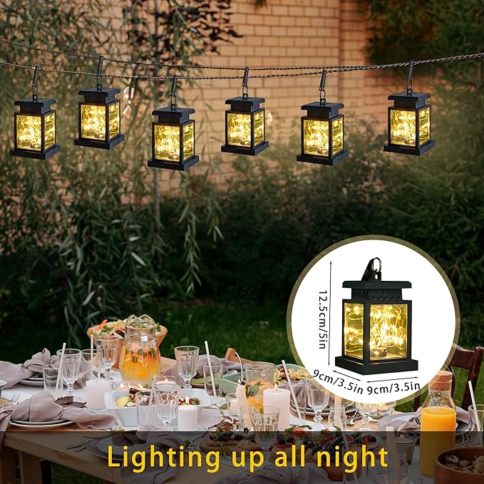 JHY DESIGN Set of 6 Solar Lanterns Outdoor Waterproof Solar Powered Table Lamps 5" H Hanging Lighting with Warm LED Fairy String Lights for Patio Garden Landscape Decoration Yard Lawn（with Clamp）