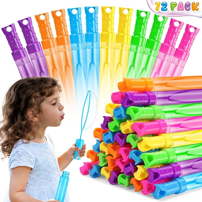 AuroTops Bubbles Bulk,72 PCS Giant Bubble Wand in 6 Colors,Bulk Bubble Wands for Kids Bubbles Party Favors,Easter,Halloween,Wedding,Birthday Gifts for Kids Summer Indoor & Outdoor Activities