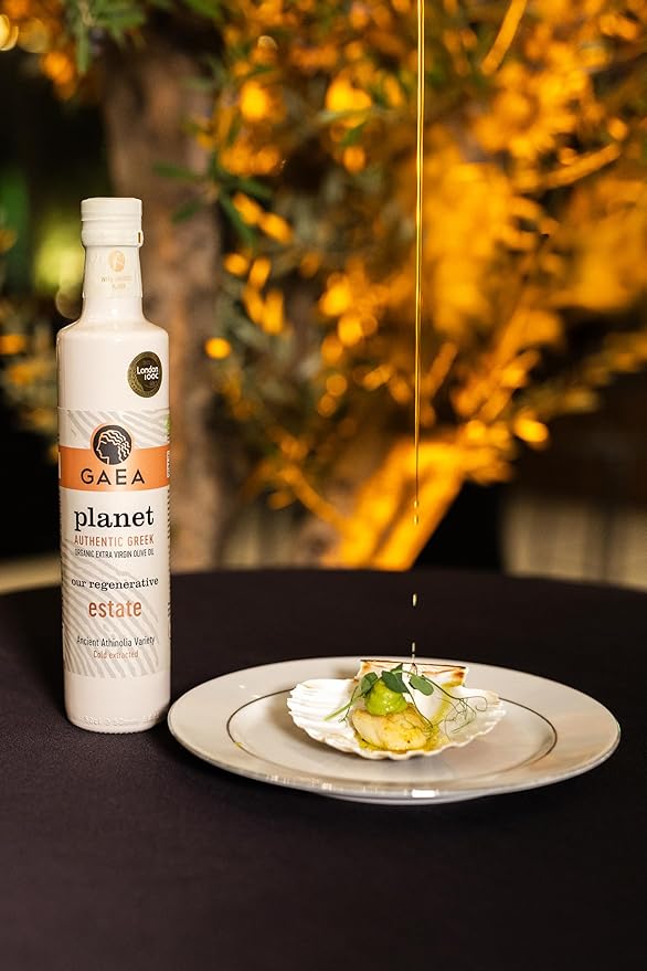 Gaea Planet Organic Extra Virgin Olive Oil, 16.9 fl oz, Cold Extracted Greek Olive Oil from Our Regenerative Estate, Ancient Athinolia Variety