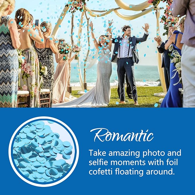 BATTIFE Metallic Glitter Foil Confetti Round Table Confetti Dots for Wedding Party Celebration Decorations 1.8oz - 0.6inch (Teal Blue)