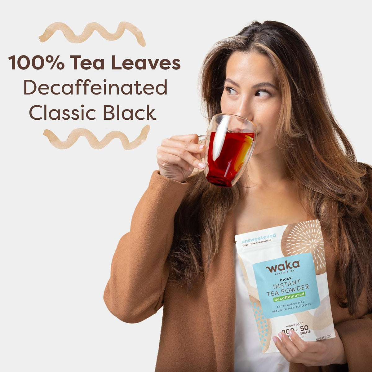 Waka Instant Black Tea Mix, Decaffeinated, Unsweetened, 4.5 oz