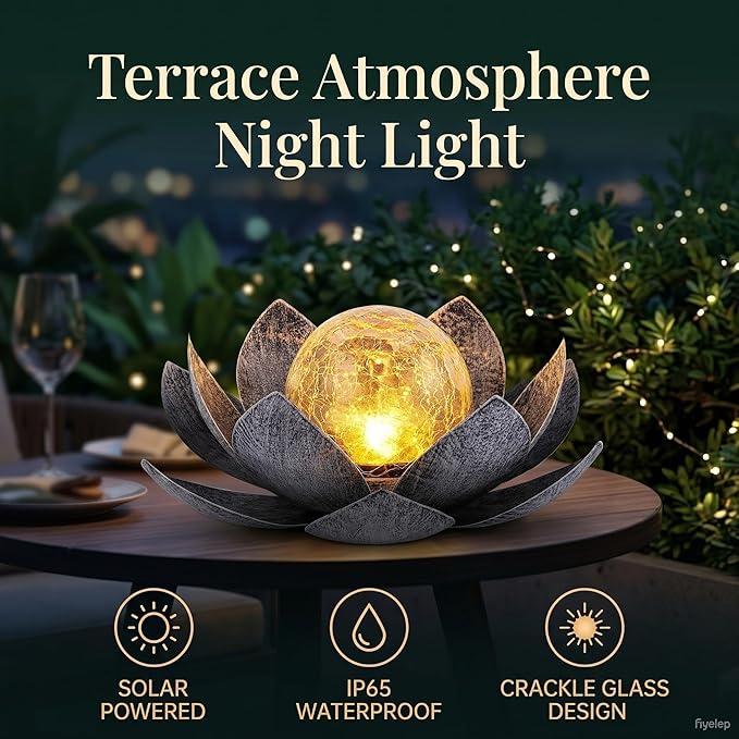 Solar Lanterns Outdoor Waterproof, Waterproof LED Metal Garden Decors for Patio, Yard, Lawn, Balcony, Outdoor Table, Ground