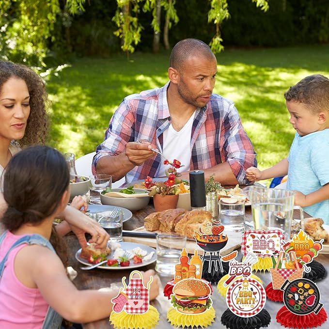 BBQ Party Supplies - 10pcs Baby Q Baby Shower Decorations, Picnic Table Centerpieces, Summer Barbecue Decor, Happy BBQ Theme