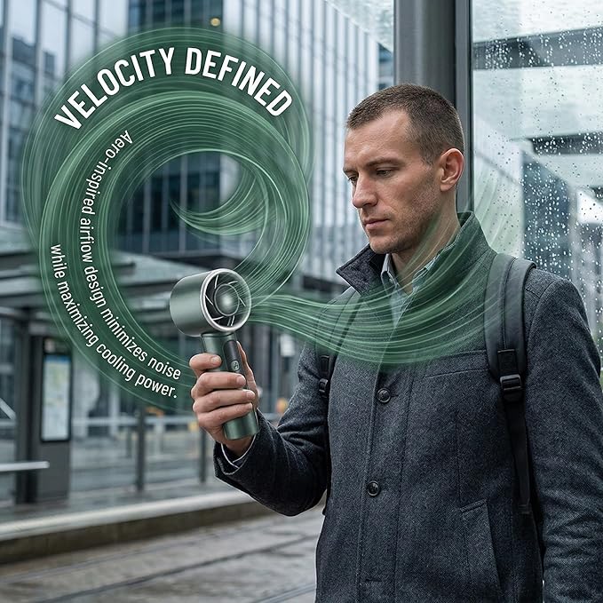 Handheld Fan 4000mAh,Portable Personal Fan with 5 Speeds&LED Digital Display,9-12H Long Battery Life,Turbo Brushless Motor,Strong Wind Rechargeable Fan for Home Office Outdoor Travel (green)