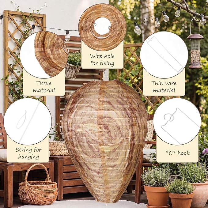 Honoson 12 Pcs Waterproof Hanging Lantern for Home Garden Yard Outdoors (Sandy Brown)