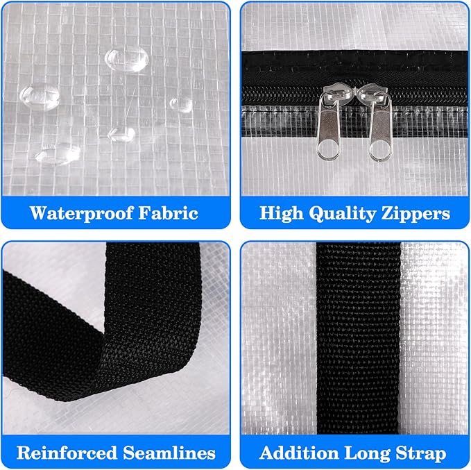 BlissTotes 2-Pack Large Moving Bags with Backpack Straps & Strong Zippers, Heavy-Duty Storage Bags Moving Boxes for Space Saving, Dorms, Transport, 93L-25 Gallons, Clear