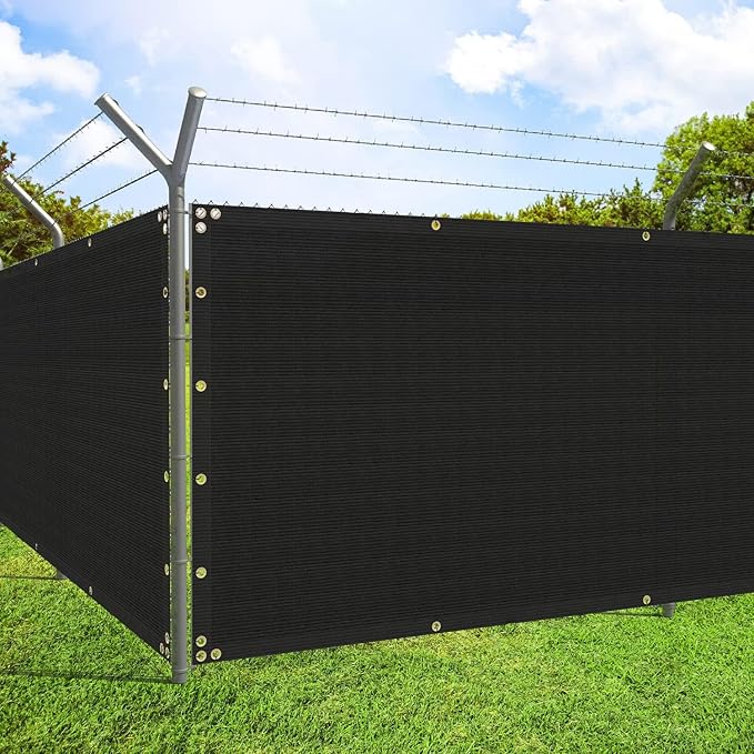 ECOOPTS 4'x228' Privacy Fence Screen Windscreen with Copper Grommets, Fit for Commercial Fence and Residential Garden Outdoor 90% UV Blockage, Cable Zip Ties Included (Black)