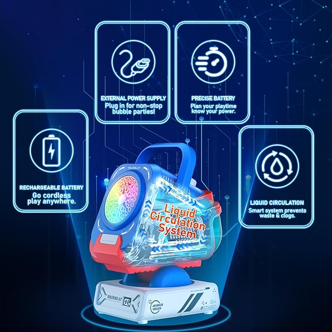 Bubble Machine,Bubble Maker for Party,Outdoor Toys for Kids,Rechargeable/with Remote Control / 7 Color RGB Lights,Wedding Birthday Party, Summer Activities Bubble Blower Gift for Boys & Girls