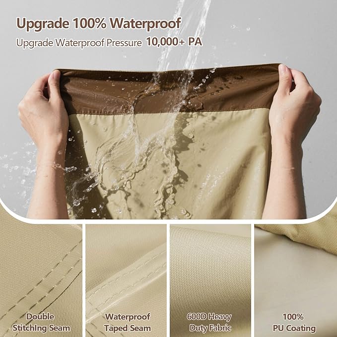 Outdoor Patio Furniture Cover - Heavy Duty Waterproof 600D Tough Canvas Protector for Square Table Cover, All-Season Dining Table and Chair Cover (74L x 74W x 28H Inch)