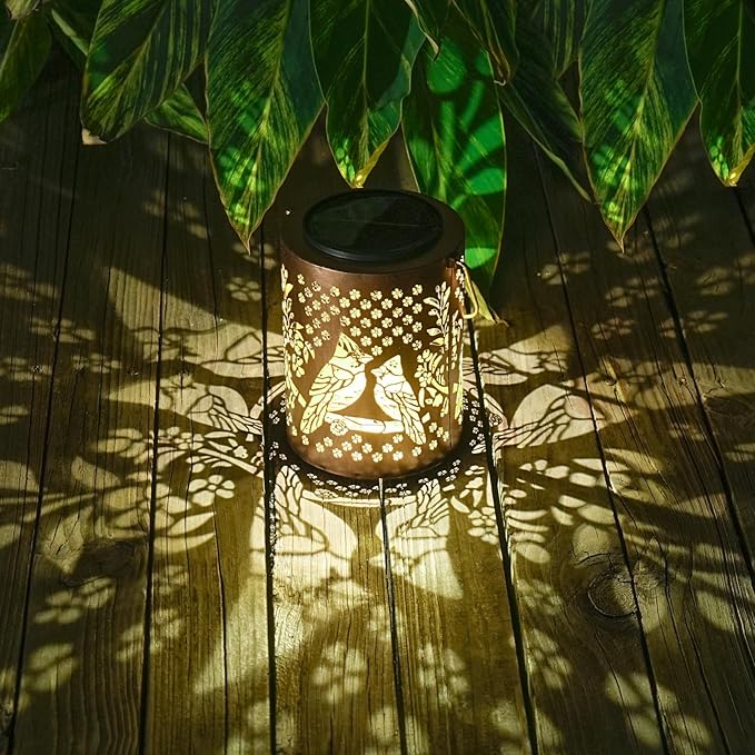 Mothers Day Gifts, Cardinal Solar Lantern Outdoor Waterproof, Large 13.4" Metal Decorative Hanging Lantern, Oversized Solar Panel & 2000mAh Battery, Warm Glow for Garden Decor & Patio Ambience