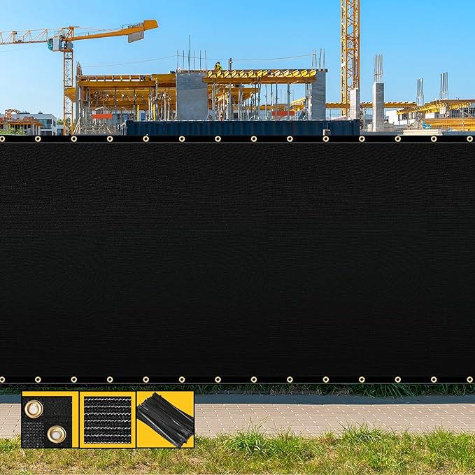 Customized 8' x 95' Black Fence Privacy Screen,with Bindings & Grommets,Heavy Duty for Gardens,Backyard,Patio,Tennis Court,Pool,Construction Project, We Make Custom Sizes