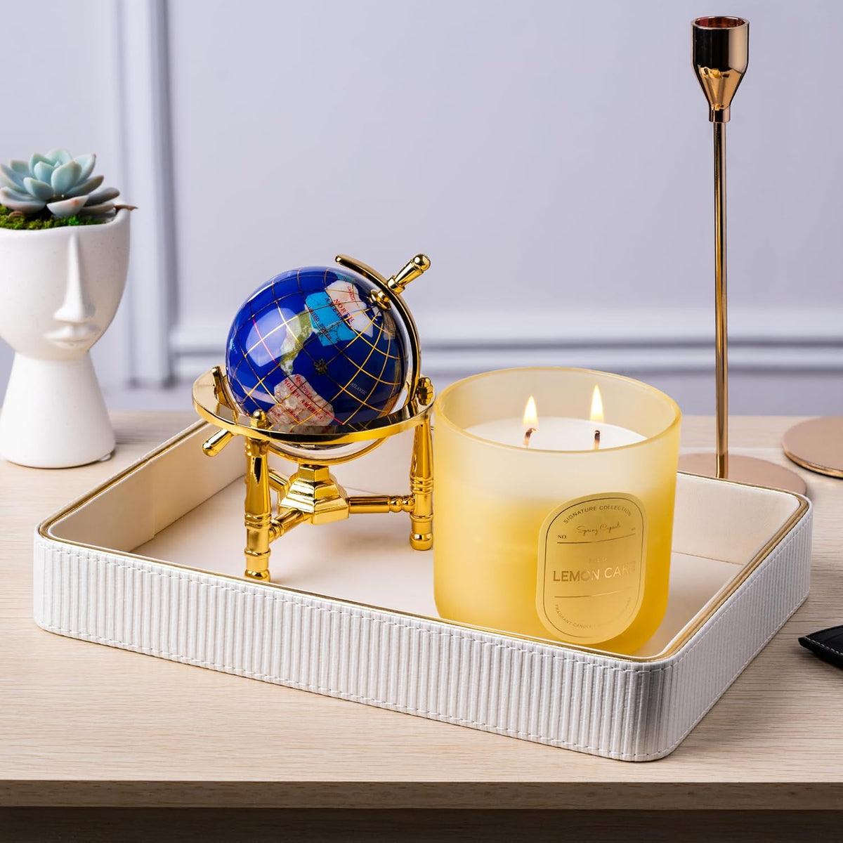 Perfume Tray for Women Valet Tray Night Stand Bedside Organizer, Perfume Organizer Catchall