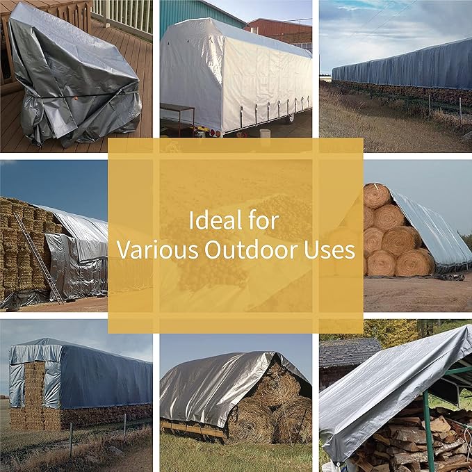 GUARD SHIELD Silver Tarp Waterproof 6x6 Feet Medium Duty All Purpose Poly Tarps Cover 7mil