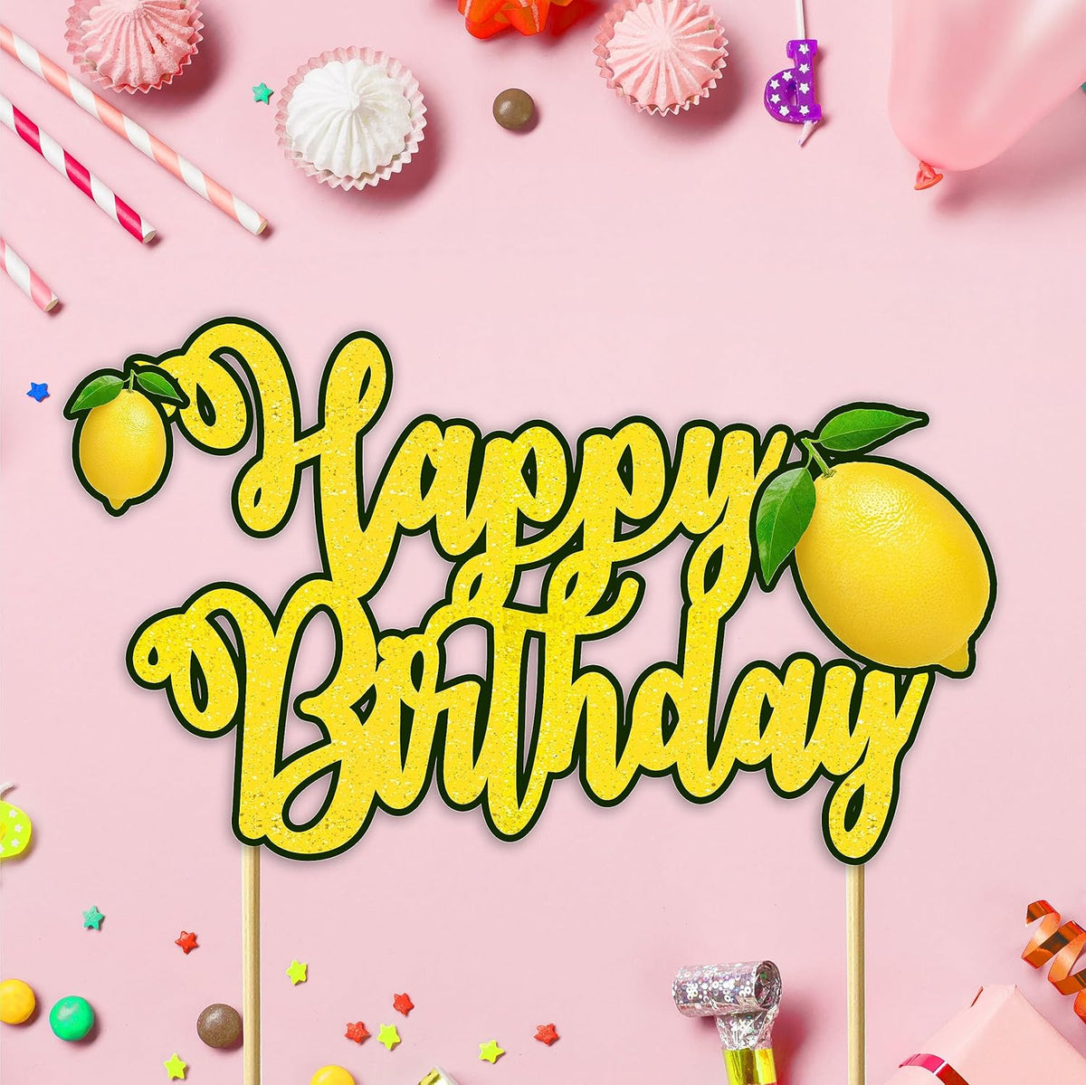 Seyal® Lemon Happy Birthday Cake Topper
