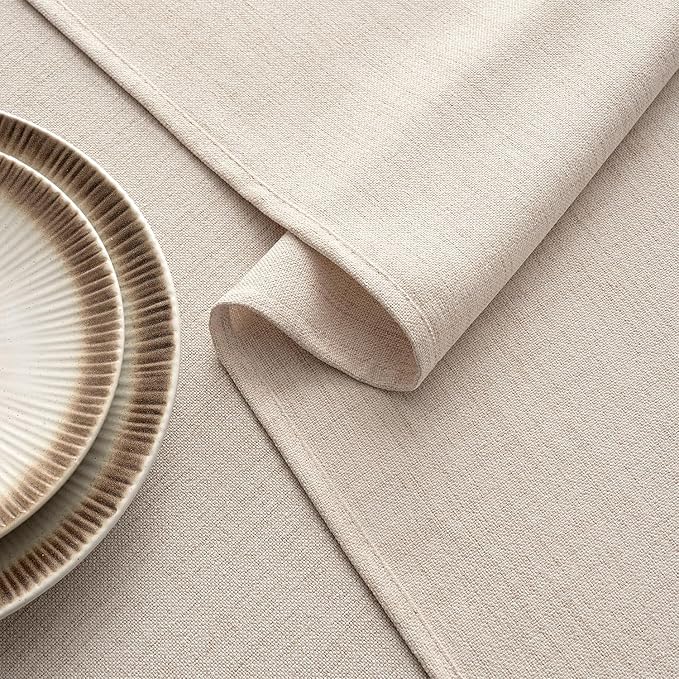 MIULEE Ivory Linen Polyester Tablecloth 60x84 Inch Spring Rectangle Table Cloth Waterproof,Stain Resistant & Wrinkle Resistant for Dining Party Wedding