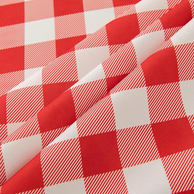 Waterproof Plaid Tablecloth Fabric - Round 90 Inch Classic Gingham Checker Table Cloth for Indoor/Outdoor Use - Buffalo Table Cover for Picnics, BBQs, and Parties