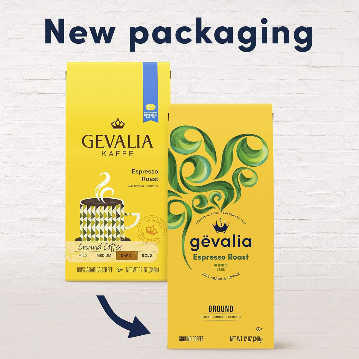Gevalia Espresso Roast Dark 100% Arabica Ground Coffee, 12 oz Bag (Pack of 2)