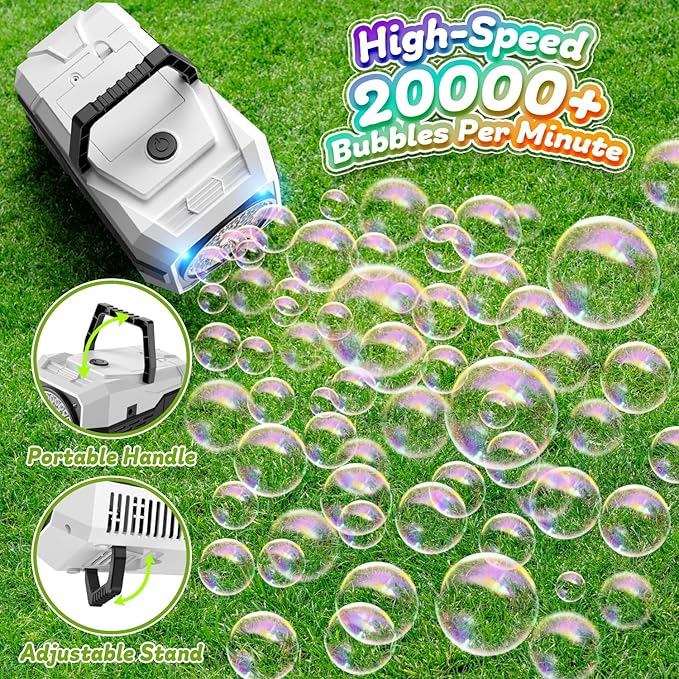 Bubble Machine for Children, Powered by USB Adapter or Battery, Suitable for Indoor & Outdoor Birthday Parties, Weddings & Outdoor Activities