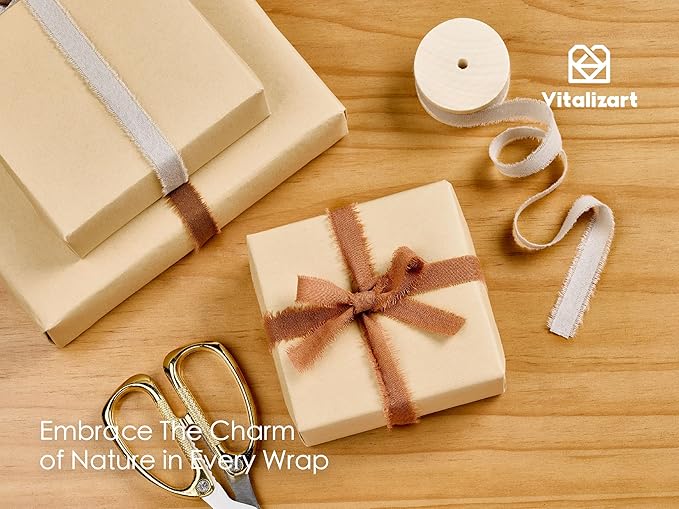 Vitalizart Fall Ribbon Cotton Handmade Fringe 5/8" x 21 Yd Terracotta Pure Natural Cotton Ribbons for Gift Wrapping Wedding Invites Bridal Shower Bouquets Holiday Decor