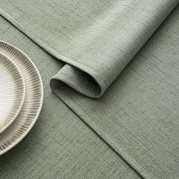 MIULEE Sage Green Linen Polyester Tablecloth 60x104 Inch Spring Rectangle Table Cloth Waterproof,Stain Resistant & Wrinkle Resistant for Dining Party Wedding