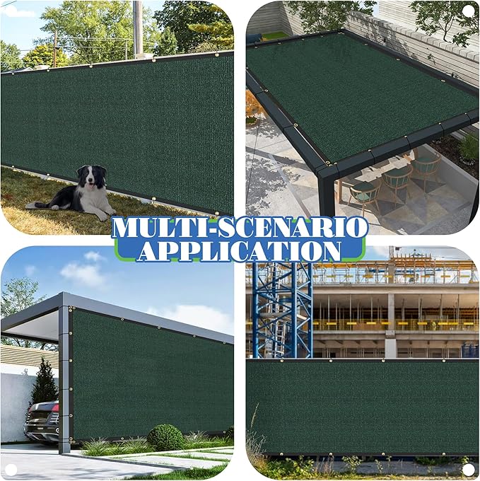 ECOOPTS 4'x77' Privacy Fence Screen Windscreen with Copper Grommets, Fit for Commercial Fence and Residential Garden Outdoor 90% UV Blockage, Cable Zip Ties Included (Green)