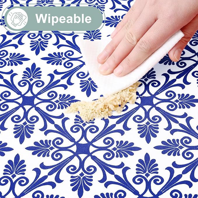 misaya Picnic Table Cover with Bench Cover, Waterproof Elastic Fitted Tablecloth for 6 Foot Tables, Rectangle Washable Polyester Tablecloths for Picnic, Camping, Outdoor (Blue, 30" x 72")