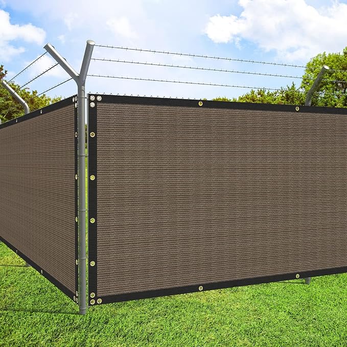 ECOOPTS 4'x105' Privacy Fence Screen Windscreen with Copper Grommets, Fit for Commercial Fence and Residential Garden Outdoor 90% UV Blockage, Cable Zip Ties Included (Brown)
