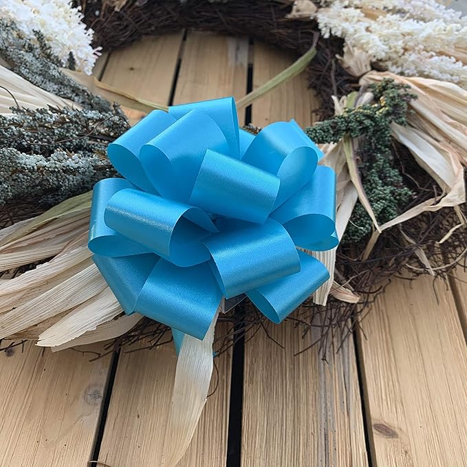 Turquoise Decorative Gift Pull Bows - 5" Wide, Set of 10, Christmas, Gift Bows, Spring, Wreath, Swag, Garland, Gift Basket, Presents, Birthday, Fundraiser, Summer, Easter