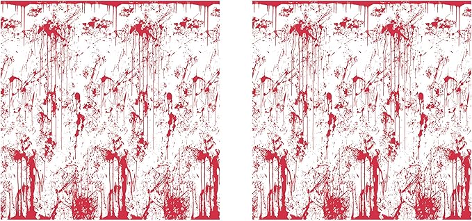 Beistle Bloody Wall Backdrops – 2 Realistic Dripping Blood Printed Plastic Wall Coverings for Halloween Haunted House Party Décor Indoor Spooky Scene Background Display, 4 Ft x 30 Ft Each