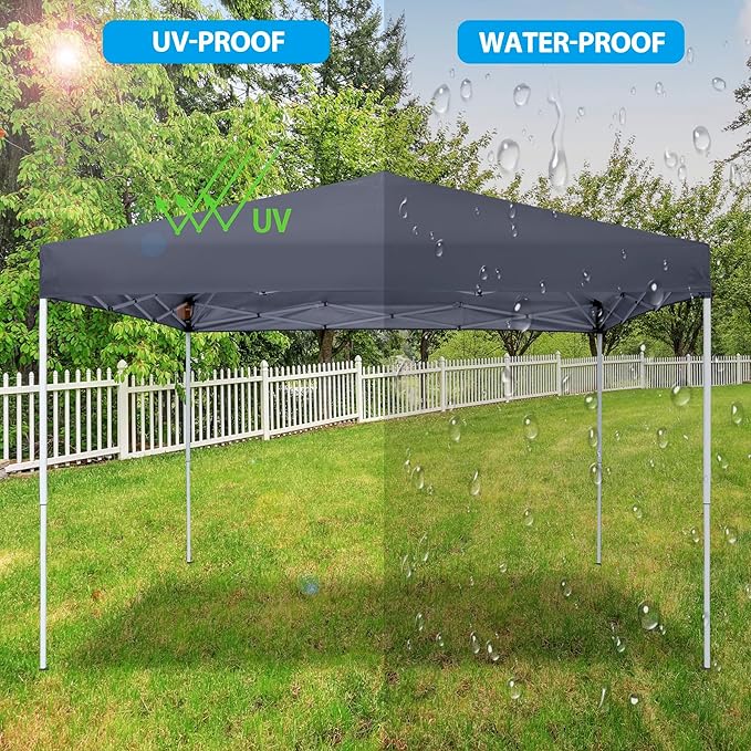 JupiterForce 10 x 10 Pop Up Canopy Tent Easy Set-up, Height Adjustable Outdoor Canopy Patio Waterproof Sun Shade Shelter Instant Canopy with Wheeled Carry Bag, Ropes