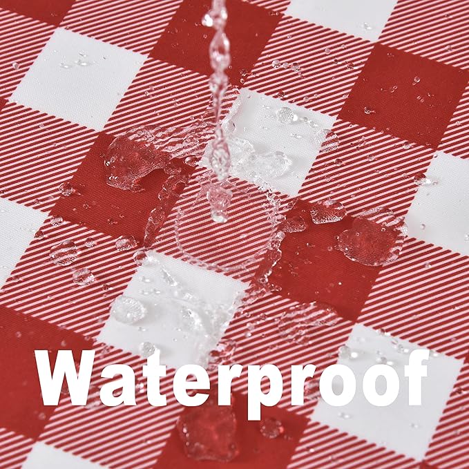 Waterproof Plaid Tablecloth Fabric - Round 25 Inch Classic Gingham Checker Table Cloth for Indoor/Outdoor Use - Buffalo Table Cover for Picnics, BBQs, and Parties