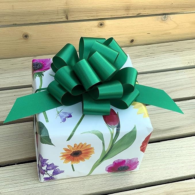 Emerald Green Decorative Gift Pull Bows - 5" Wide, Set of 10, St. Patrick's Day, Easter, Spring, Earth Day, Wreath, Swag, Garland, Gift Wrap, Baskets, Fundraiser, Birthday, Party Decor, Office