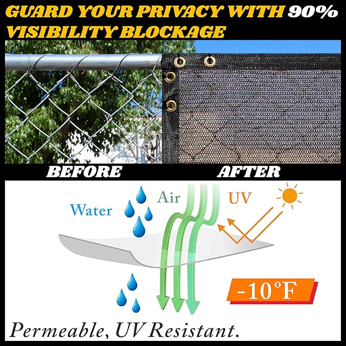 Royal Shade Custom Size 4' x 172' Brown Fence Privacy Screen Windscreen Cover Netting Mesh Fabric Cloth - Cable Zip Ties Included (We Make Custom Size)