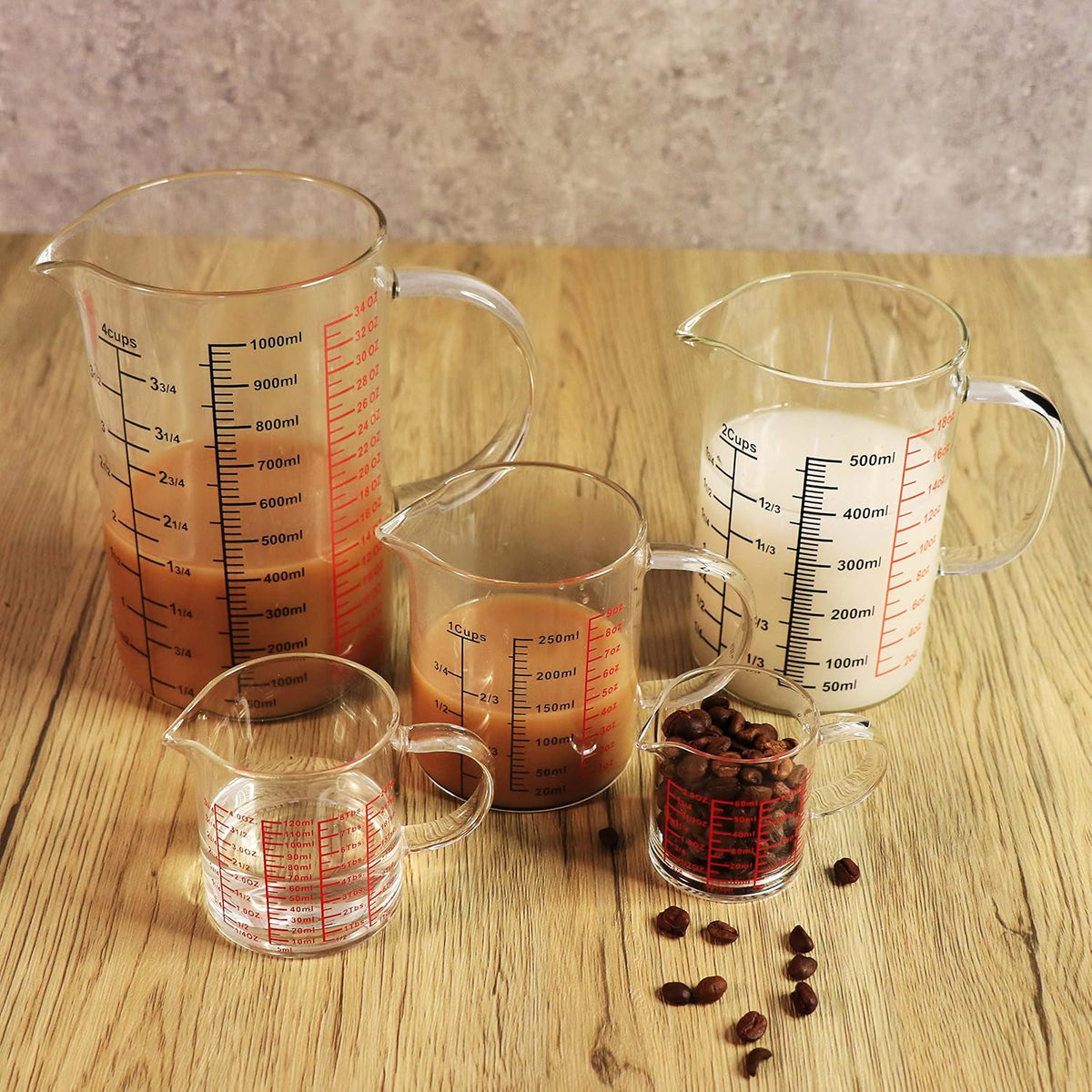 Ackers BORO3.3 Glass Measuring Cup-[Insulated handle | V-Shaped Spout]-Made of High Borosilicate Glass Measuring Cup for Kitchen or Restaurant, Easy to Read, 500 ML (16 Oz, 2 Cup)
