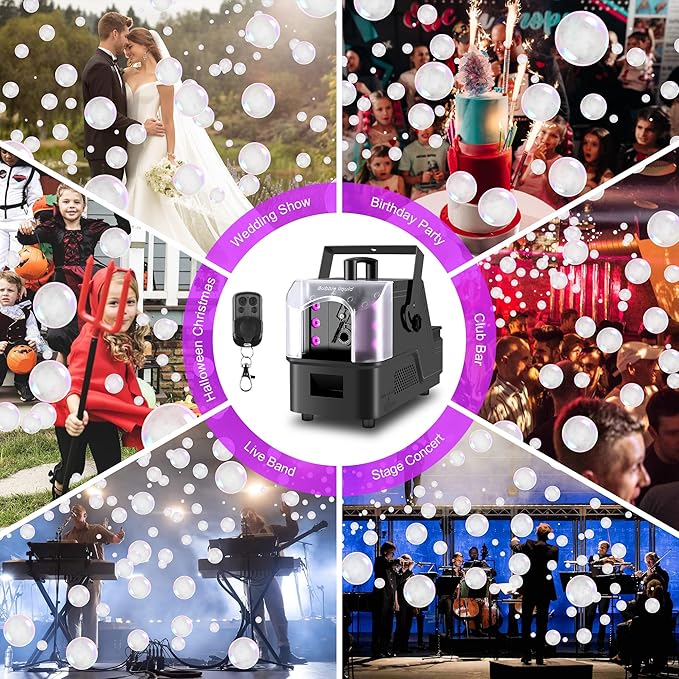 Fog Bubble Machine,900W 3IN1 Smoke Bubble Machine Maker with 6 Dynamic RGB LED Lighting Effect Remote&LED Display Control for Halloween Indoor&Outdoor Parties Birthday Wedding Show Stage